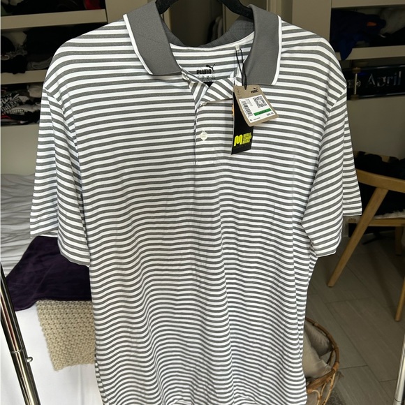 Puma golf polo new with tags men's large golfing striped - Picture 1 of 3
